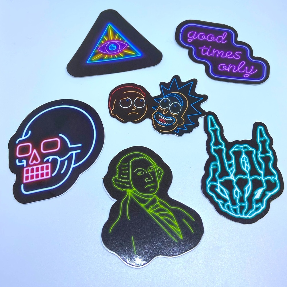 Neon style graffiti stickers